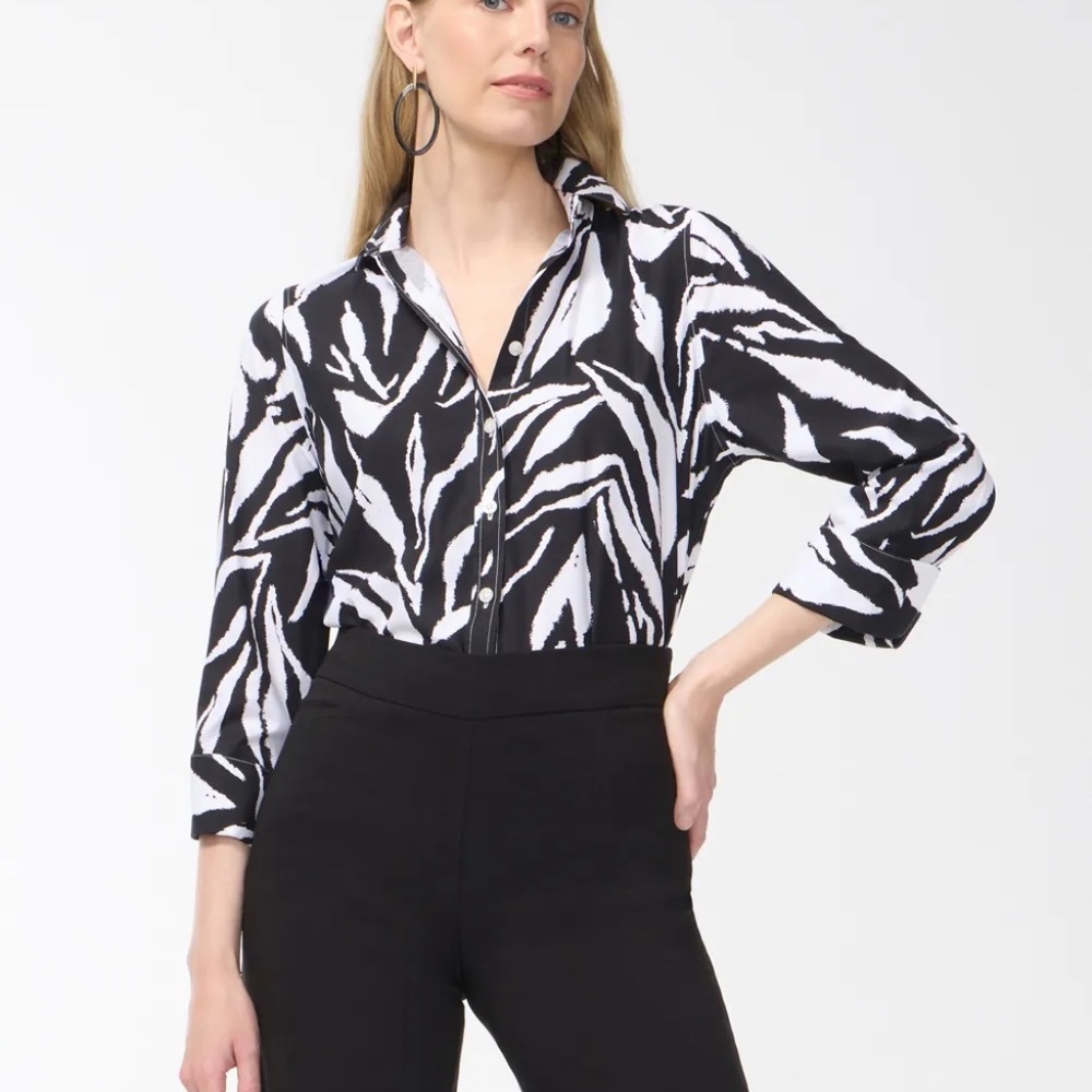 Chico’s no iron stretch zebra shirt.